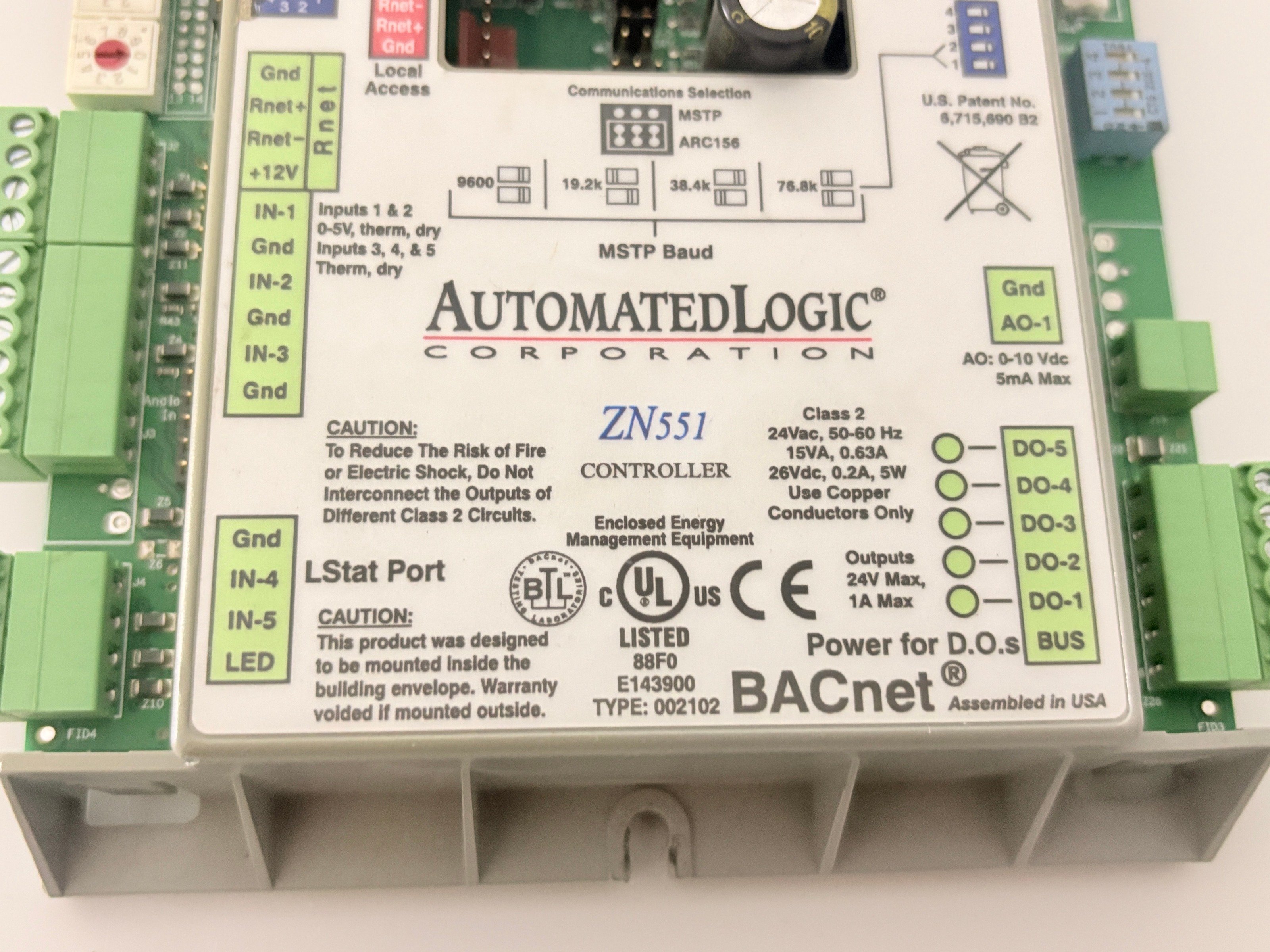 Automated Logic ZN551 BACnet Zone Controller 24V 6