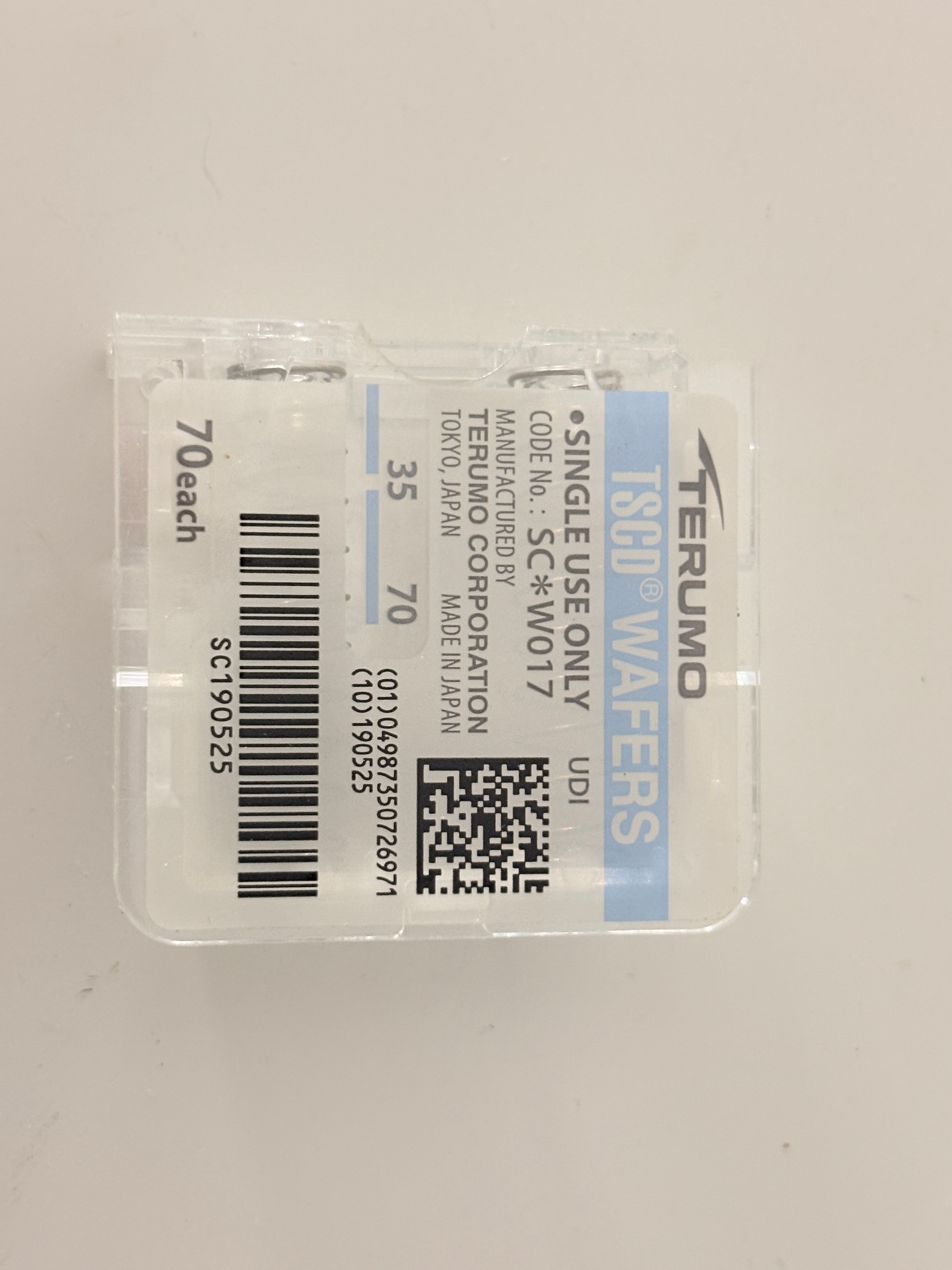 Terumo SC*W017 TSCD Tubing Welder Wafers 70 Pack