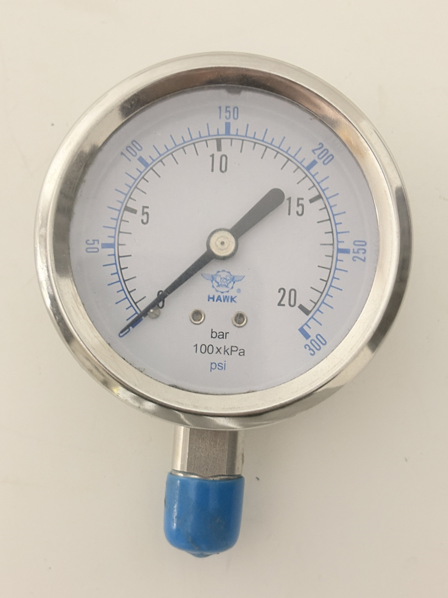 WIKA Stainless Steel Pressure Gauge 0-25 Bar Bottom Mount