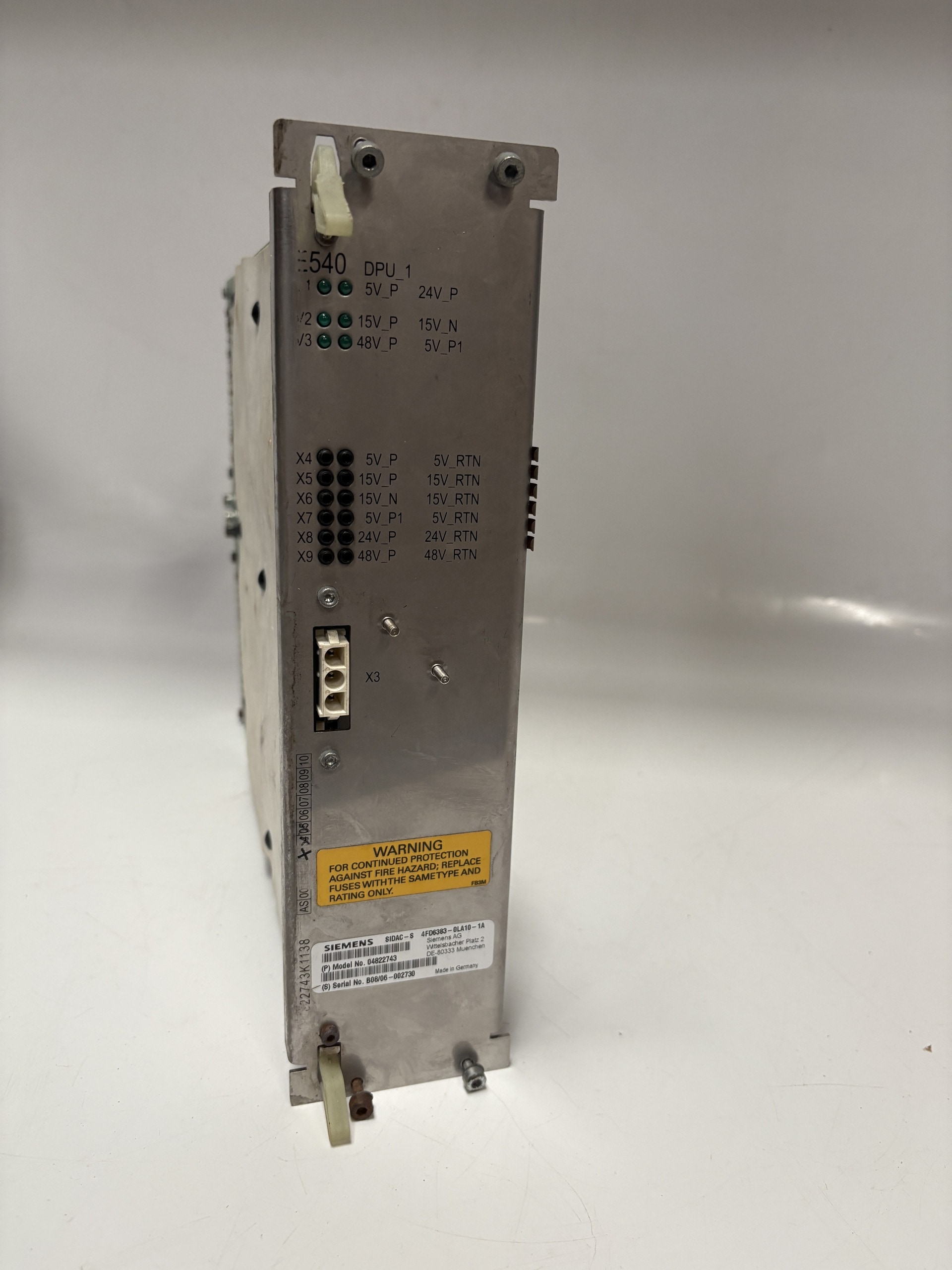 Siemens SIDAC-S 4FD6383-0LA10-1A 04822743 Scanner DPU Module