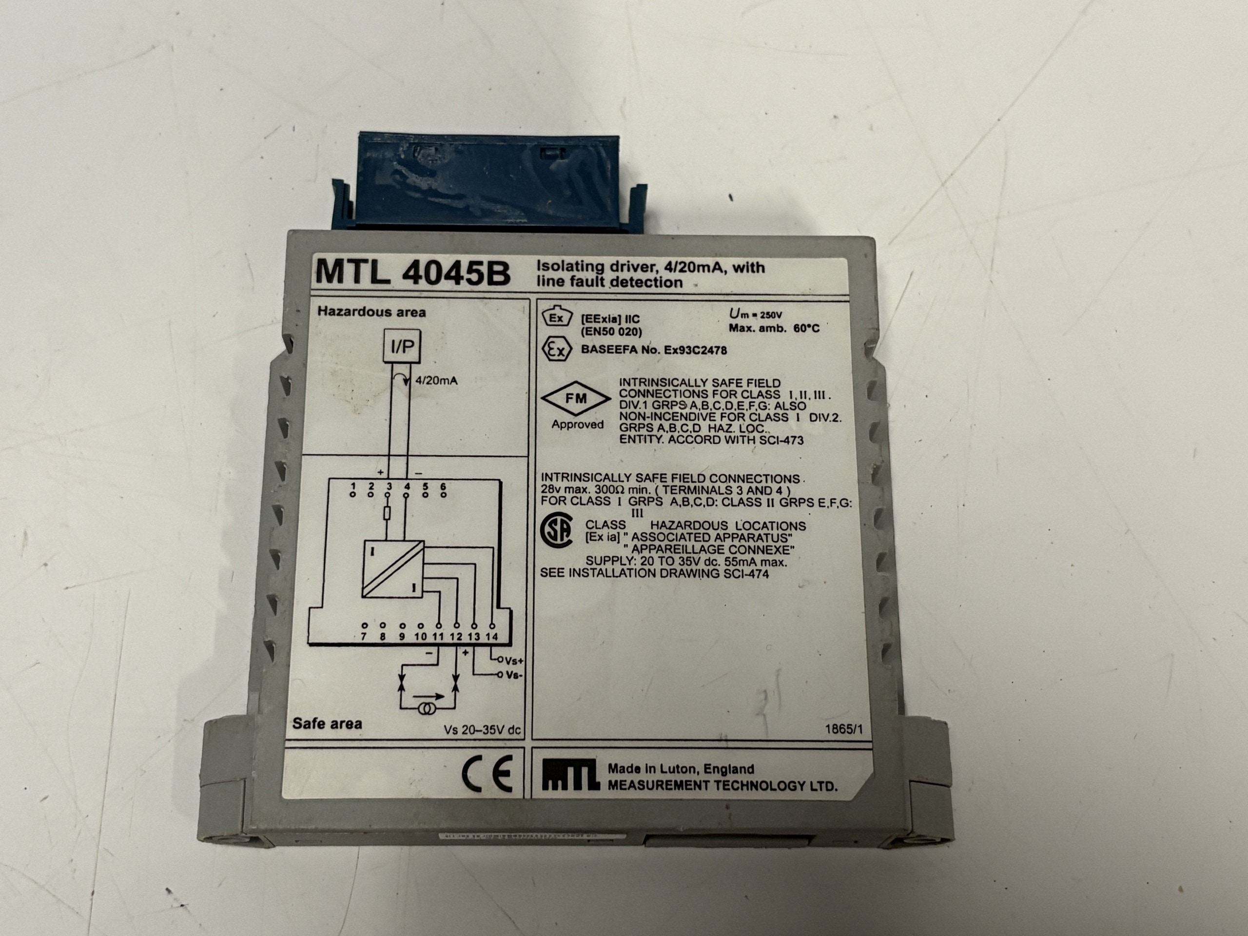 MTL 4045B MTL4045B 4-20mA Isolating Driver Line Fault Detection