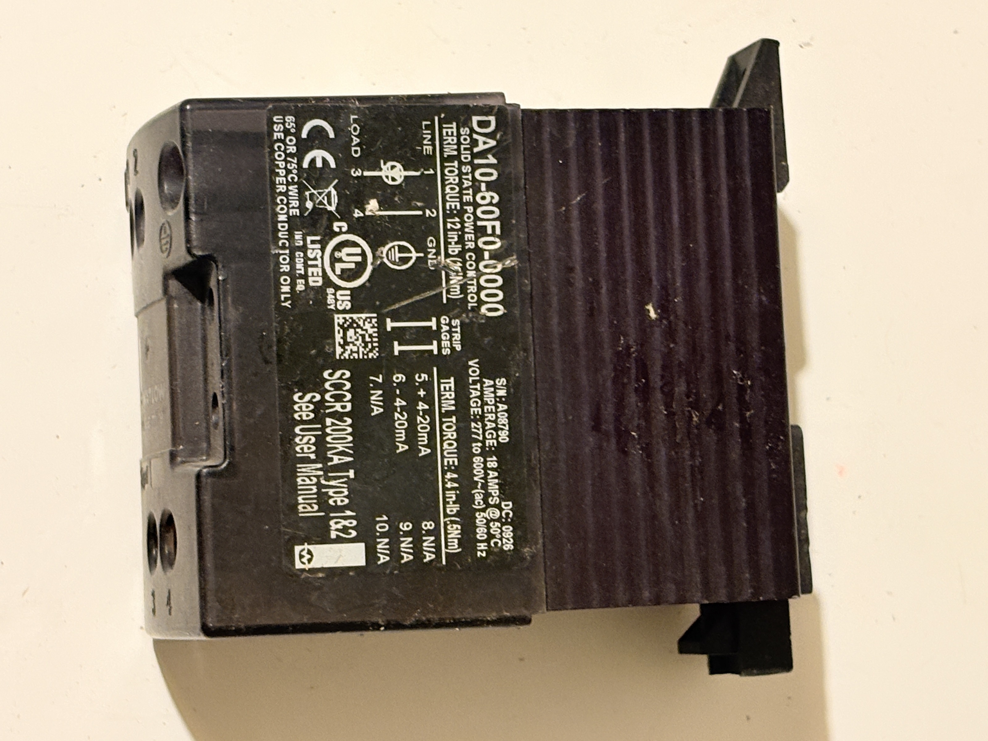 Watlow DA10-60F0-0000 DIN-A-MITE SCR Power Controller