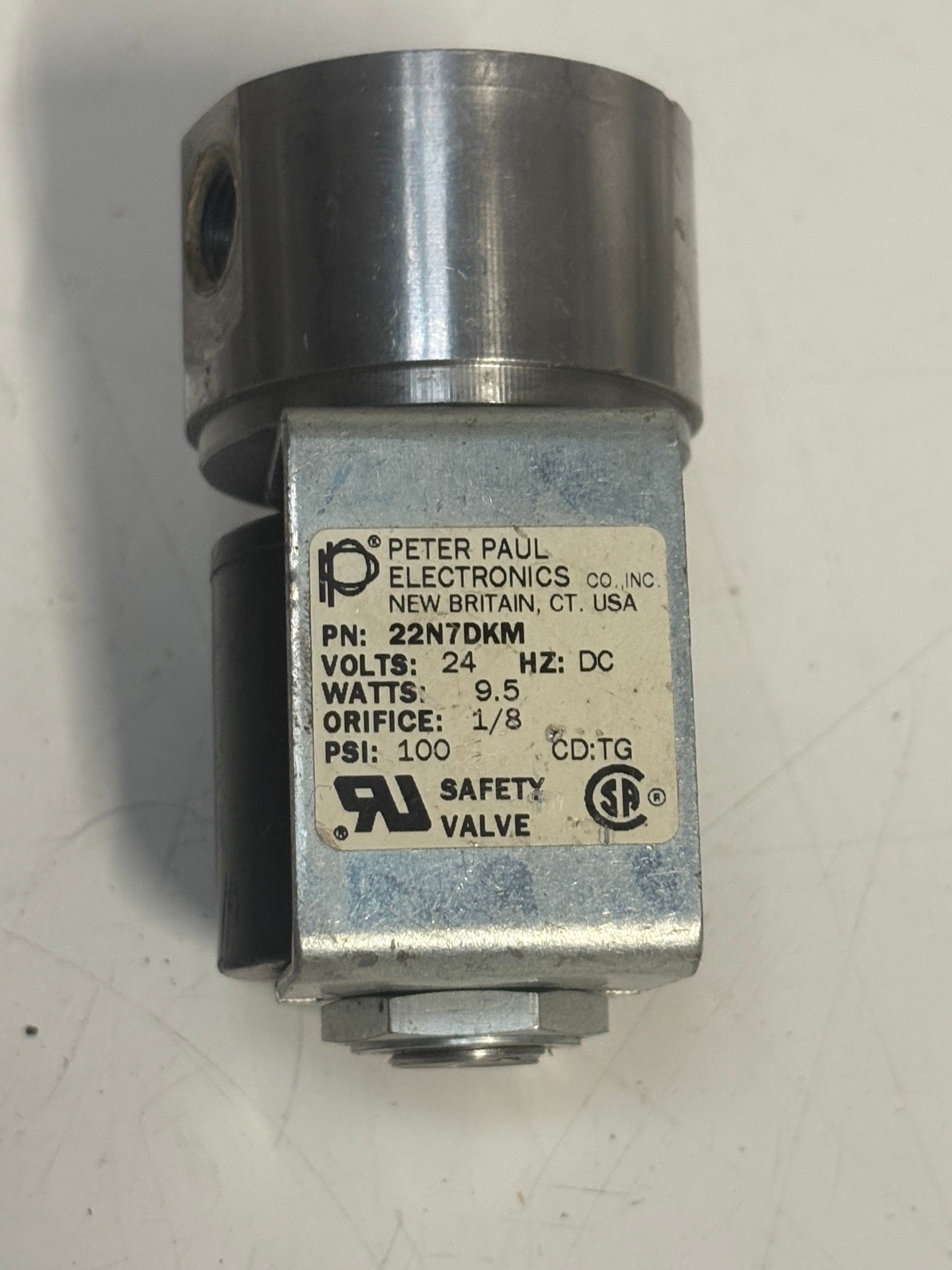 Peter Paul 22N7DKM 24VDC 9.5W 1 8in 100PSI Safety Solenoid Valve