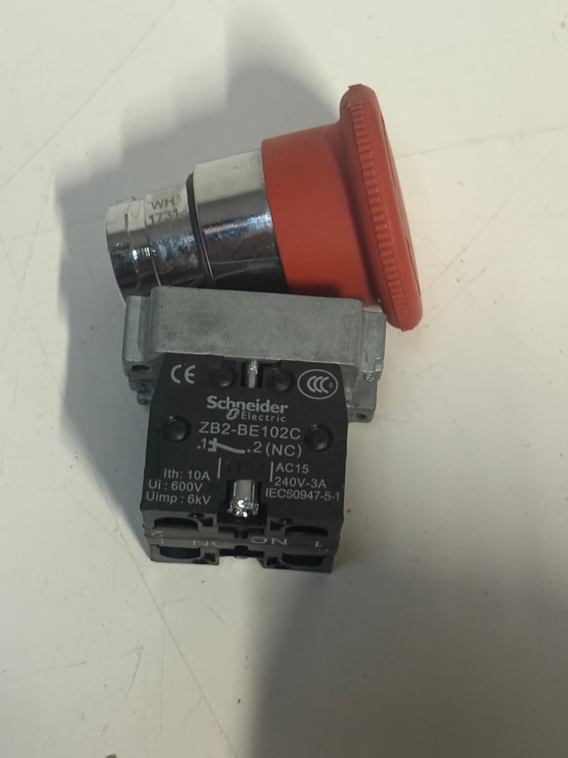 Schneider XB2-BE102C Red Mushroom Emergency Stop Pushbutton Contact Block