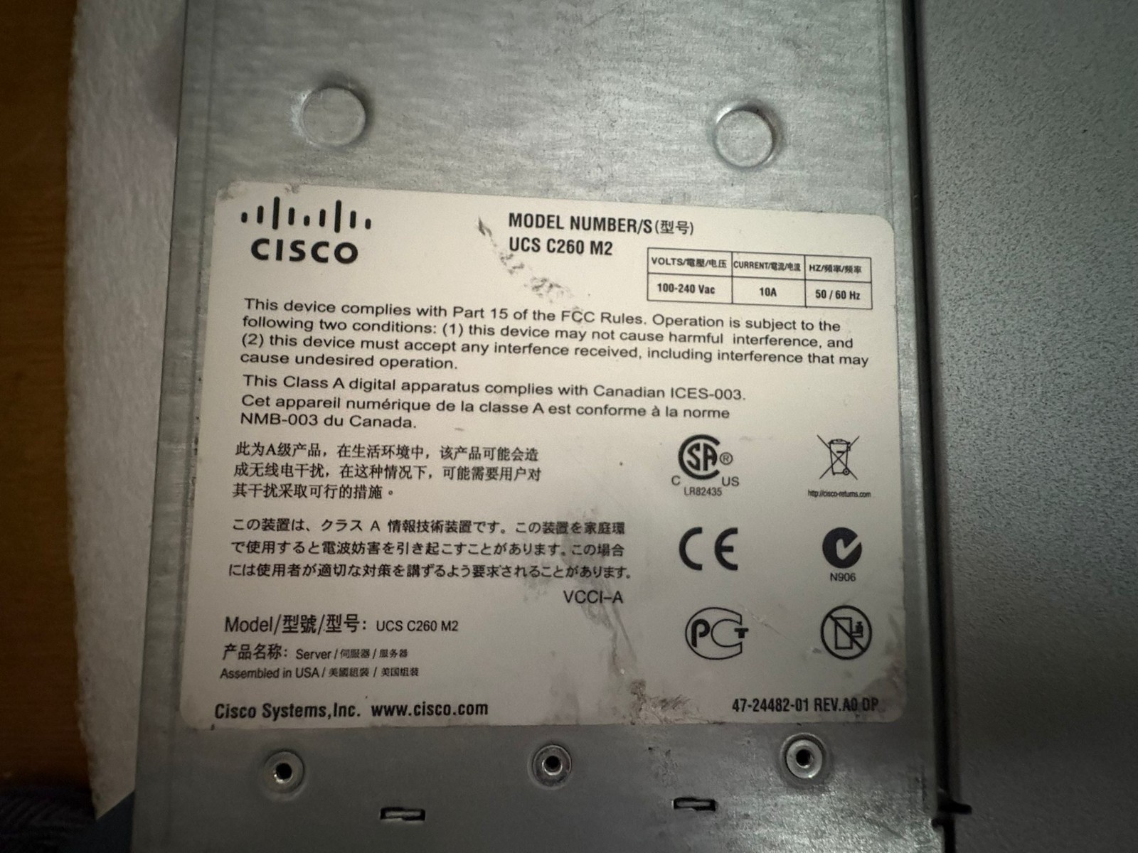 Cisco UCS-C260M2-VCD2 UCS C260 M2 Rack Server with/ 2-E7287 16X 2X4GB DDR3 6