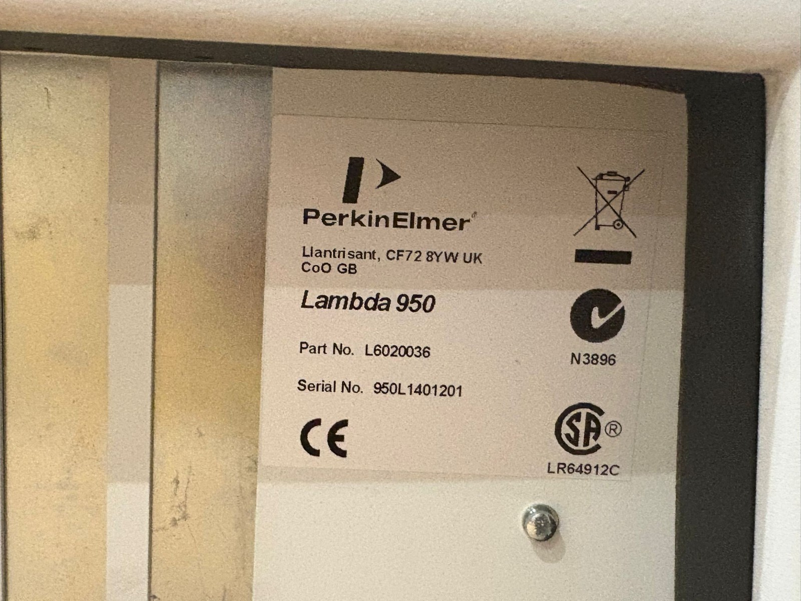 Perkin Elmer Lambda 950 UV/Vis/NIR Spectrophotometer w/ 2D Detector & Int Sphere 3